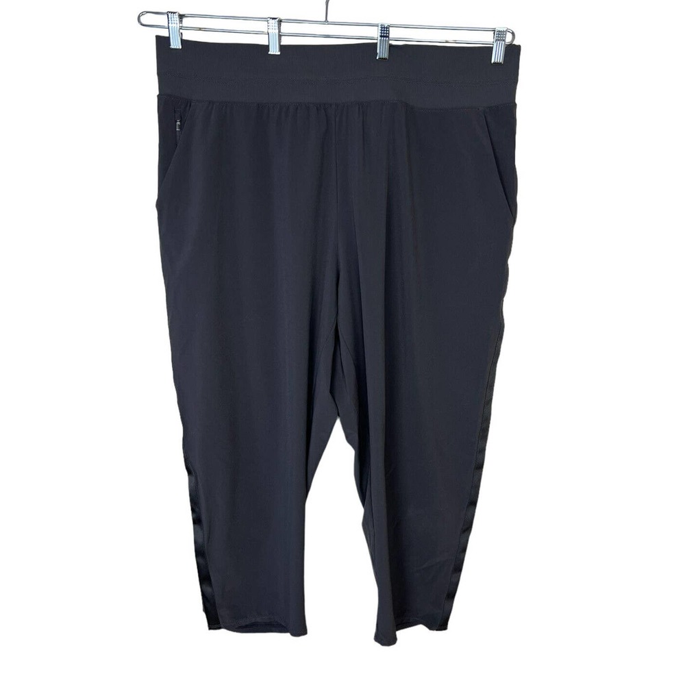 Athleta Nolita Slim Tapered Crop Pants Size 22 Pull On Zip Pockets Brown Womens